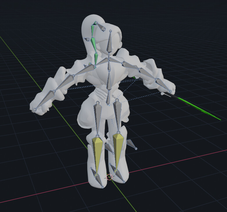 The Knight's armature in Blender