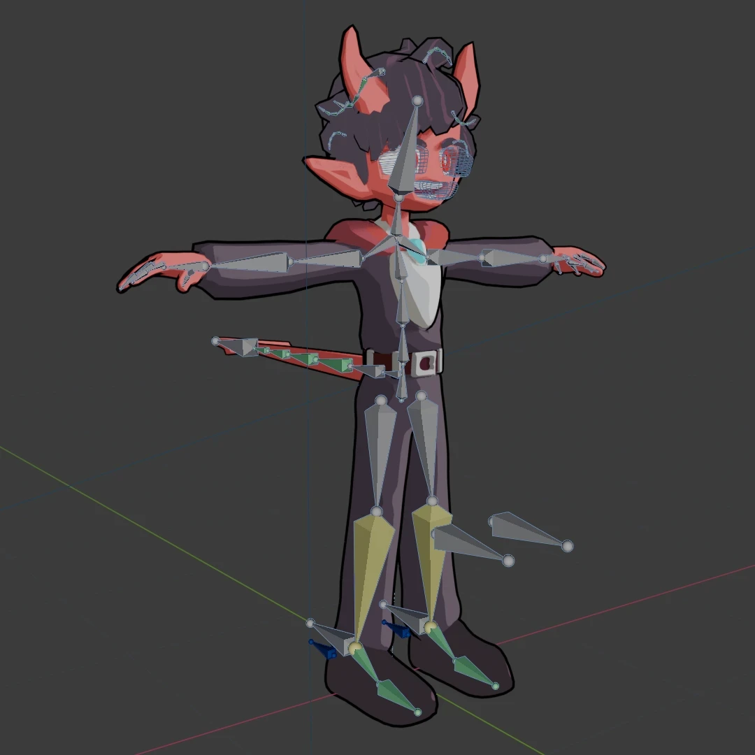 The demon's body rig in Blender